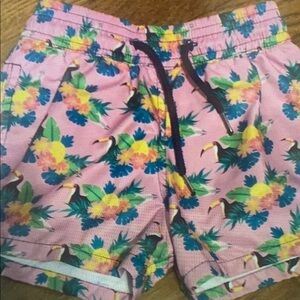 Tropical Kids Swim Trunks - Pink Floral